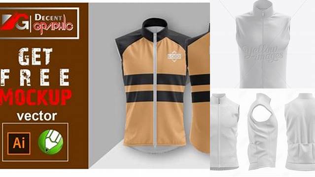 4770+ Men’s Cycling Vest PSD Mockup Back View High-End Layered Mockup Free