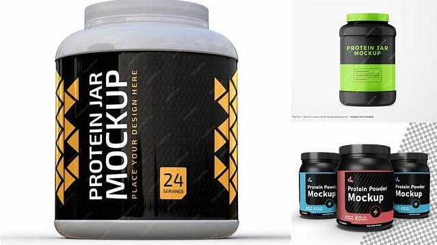 4771+ 4Lb Plastic Glossy Protein Jar PSD Mockup Layered PSD for Easy Editing