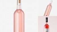 4776+ 750ml Clear Glass Pink Wine Bottle PSD Mockup Fully Editable PSD Template