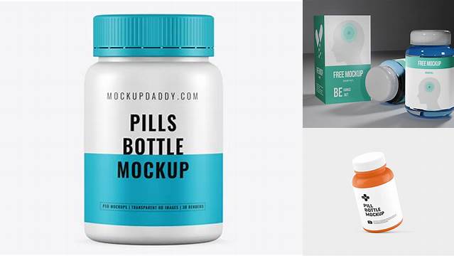 4777+ Metallic Pills Bottle PSD Mockup Front View Professional Graphic PSD Download