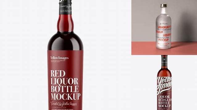 4778+ Red Glass Liquor Bottle PSD Mockup Front View Digital Download PSD for Free