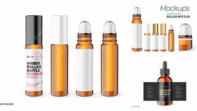 4779+ Amber Glass Roller Bottle PSD Mockup Best for Showcase