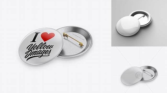 4784+ Two Button Pins PSD Mockup Half Side View High Angle Shot Include TIFF