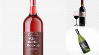 4785+ Clear Glass Bottle with Red Wine PSD Mockup Front View Professional Quality Freebie PSD File