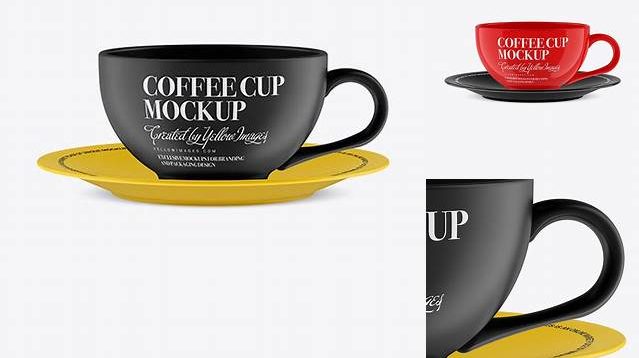 4789+ Matte Coffee Cup with Sauser PSD Mockup Exclusive PSD Design Freebie