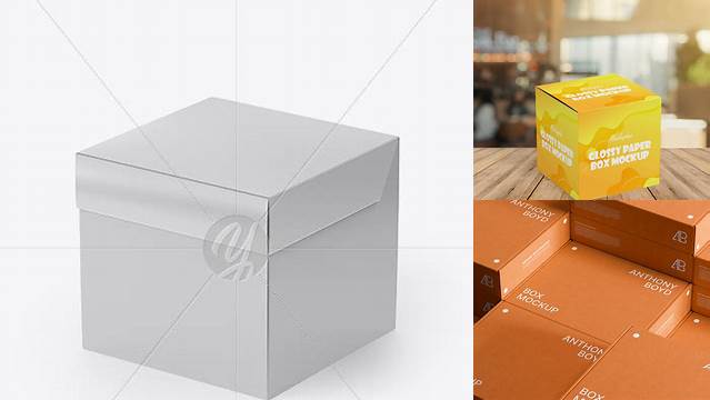 4791+ Two Glossy Boxes PSD Mockup Half Side View Professional PSD Mockup