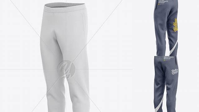 4794+ Men's Heather Cuffed Sweatpants Front Right Half-Side View Free Photoshop Mockup Design