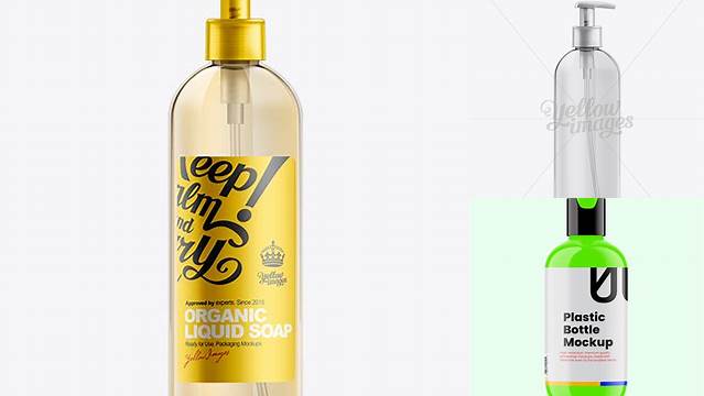 4795+ Clear Plastic Lotion Bottle with Batcher PSD Mockup Photoshop Freebie