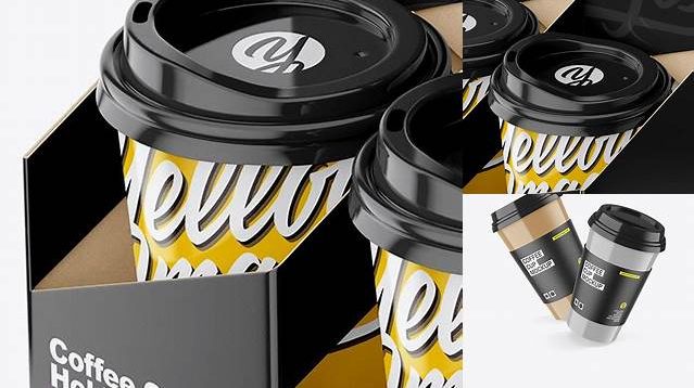 4797+ Glossy Coffee Cup Holder with Glossy Cups PSD Mockup Download Now High-Quality PSD Template