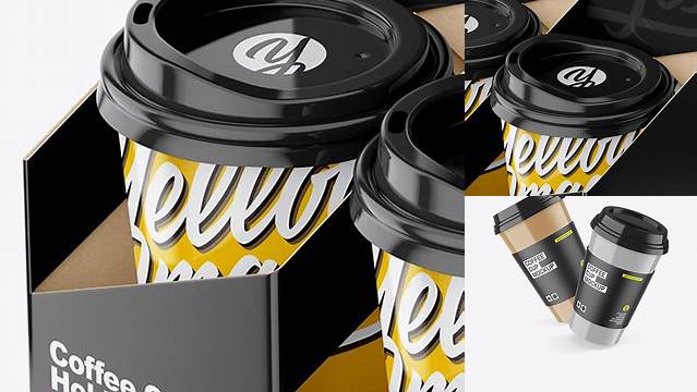 4797+ Glossy Coffee Cup Holder with Glossy Cups PSD Mockup Download Now High-Quality PSD Template