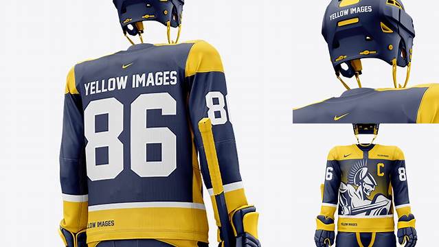 4800+ Men’s Full Ice Hockey Kit PSD Mockup Hero Back Shot Exclusive Digital PSD Resource