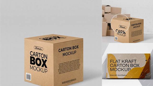 4802+ Carton Box PSD Mockup Half Side View Free Editable Photoshop Template