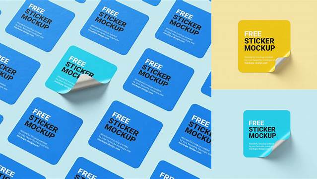 4806+ Metallic Square Sticker PSD Mockup Customizable Design Files