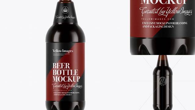 481+ Amber PET Bottle With Stout Beer PSD Mockup High-Quality PSD Files