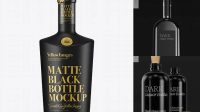 4811+ Black Mat Liquor Bottle PSD Mockup Front View Free Premium Photoshop Template Download