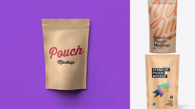 4811+ Kraft Stand Up Pouch with Zipper PSD Mockup Front View Exclusive and Stylish Design PSD