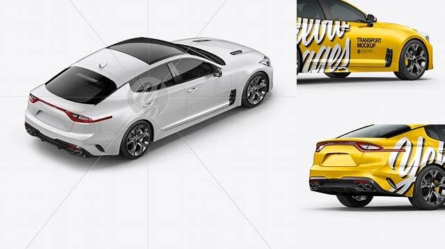 4813+ Sport Car PSD Mockup Back Half Side View High-Angle Shot Best for Showcase