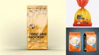 4816+ Matte Food Bag PSD Mockup Front View Fully Layered Photoshop Freebie