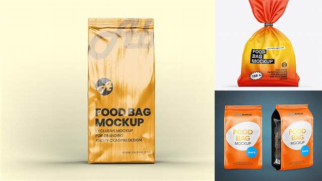 4816+ Matte Food Bag PSD Mockup Front View Fully Layered Photoshop Freebie