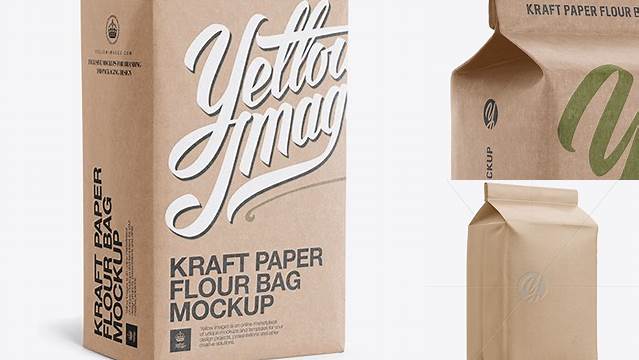 482+ Kraft Paper Flour Bag PSD Mockup Halfside View Eye-Level Shot High-Quality Digital Mockup Resource