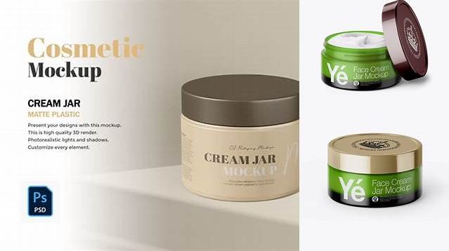 4822+ Green Cream Jar With Glossy Cap PSD Mockup High-Angle Shot High-End Layered Mockup Free