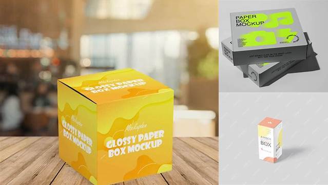 4823+ Glossy Bottle with Paper Box PSD Mockup Modern Photoshop Resource