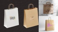 4825+ Glossy Kraft Paper Shopping Bag PSD Mockup Front View High-Resolution PSD Download