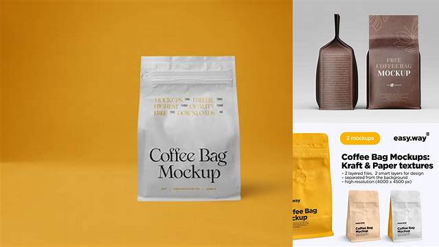 4826+ Coffee Bag PSD Mockup Half Side View High-End Photoshop Mockup