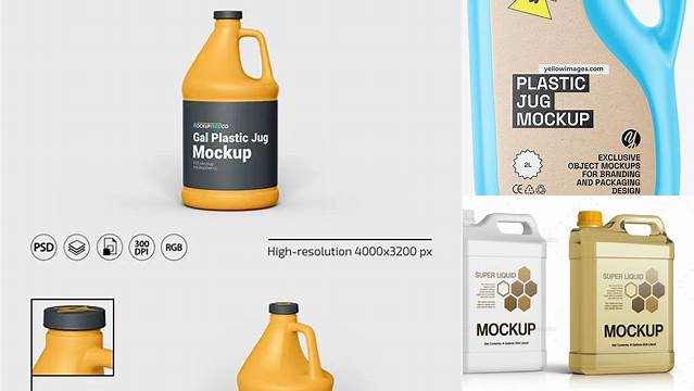 4828+ 2L Matt Plastic Milk Jug PSD Mockup Front and Back Views Photoshop Resource Free