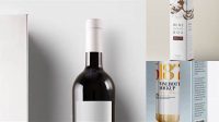 4829+ Glossy White Wine Bottles Box PSD Mockup Half Side View Exclusive Editable PSD File