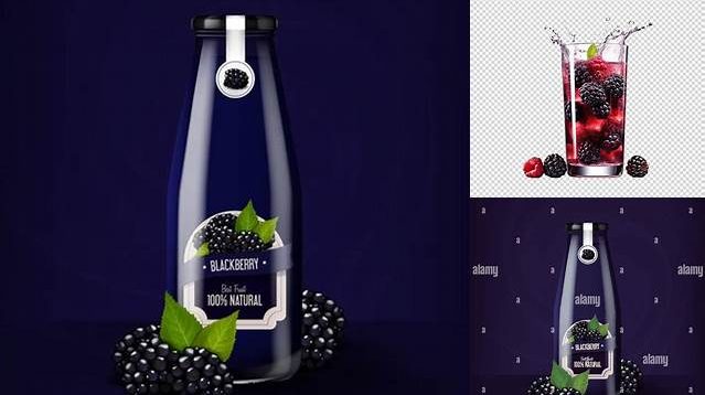 4830+ Glass Bottle with Blackberry Juice PSD Mockup Professional Quality Freebie PSD File