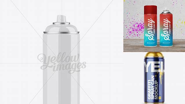 4831+ Glitter Spray Can Without Cap PSD Mockup / Front View Creative Layered Design File