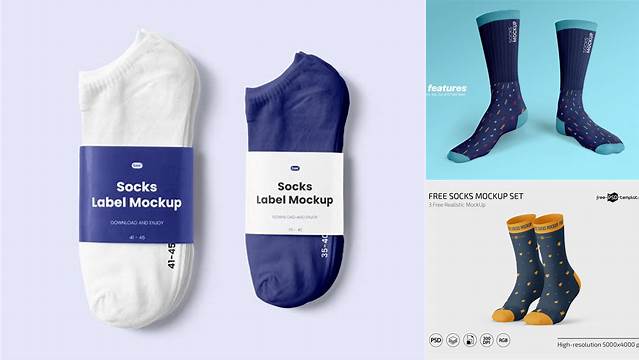 4832+ Socks PSD Mockup Top View Stylish PSD for Free