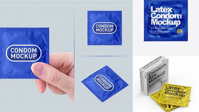 4833+ Glossy Square Condom Packaging PSD Mockup Free Graphic Mockup PSD