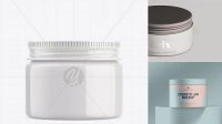 4836+ Glossy Cosmetic Jar with Metallic Cap PSD Mockup Front View Free Graphic Mockup PSD