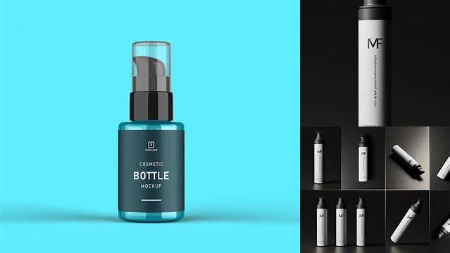 4839+ Airless Pump Bottle PSD Mockup 3/4 View Free Mockup Templates