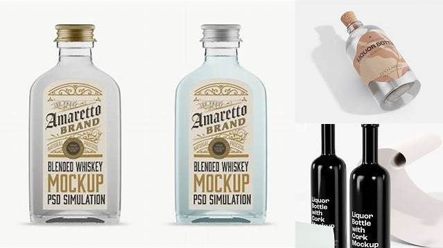 4841+ Clear Glass Bottle with Green Liquor PSD Mockup Editable Mockup PSD