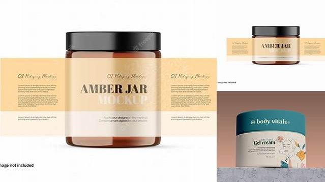 4843+ Amber Cream Jar With Metallic Cap PSD Mockup High-Angle Shot Photoshop PSD Free for Designers