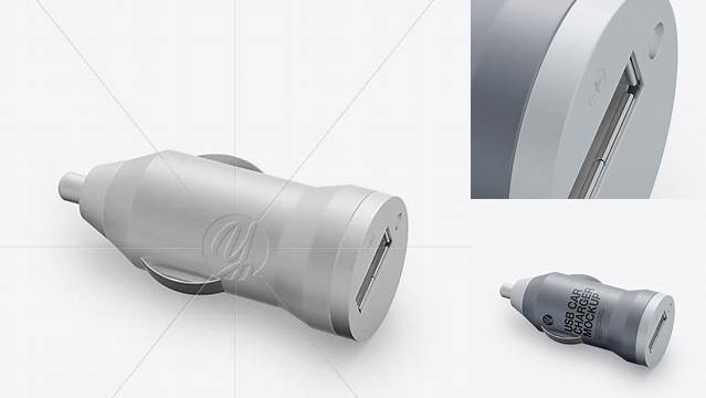 4846+ Metallic USB Car Charger PSD Mockup Half Side View Unique and Editable PSD