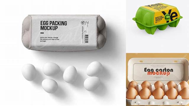 4849+ 6 Egg Carton PSD Mockup Front 3/4 View Unique and Creative Free PSD File