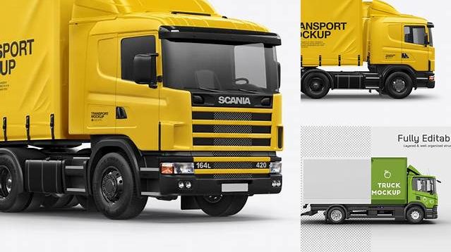 485+ Scania Truck PSD Mockup Side View Editable and Customizable PSD