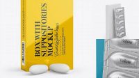 4856+ Box With Suppositories PSD Mockup Half Side View Layered PSD File Free Download