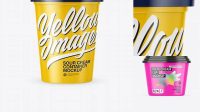 4866+ Glossy Sour Cream Container PSD Mockup Editable Design PSD File