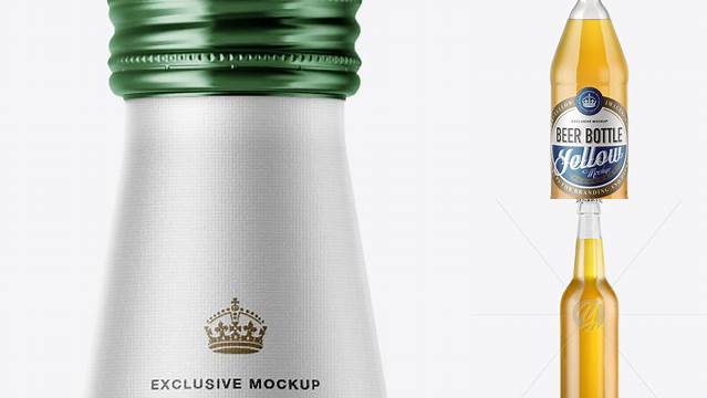 4868+ 40oz Clear Glass Bottle with Lager Beer PSD Mockup Editable Mockup PSD