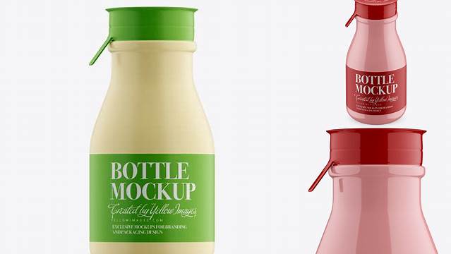 4873+ Glossy Small Plastic Dairy Bottle PSD Mockup Front View Exclusive Layered PSD Mockup