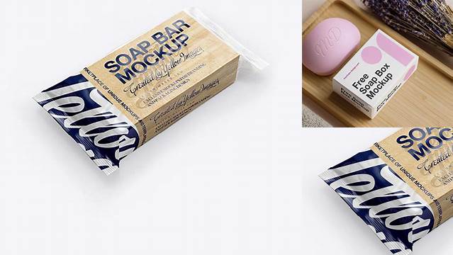 4875+ Soap Bar PSD Mockup Halfside View High-Angle Professional PSD Mockup