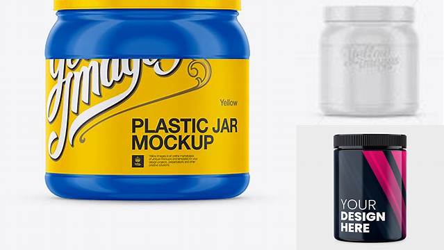 4877+ 1Lb Plastic Glossy Protein Jar PSD Mockup Elegant and Versatile PSD Resource