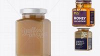 4879+ Pure Raw Honey Glass Jar PSD Mockup Halfside View High-Resolution PSD Download