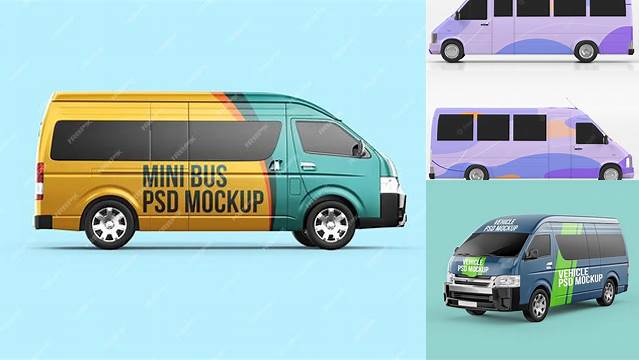 488+ Minibus PSD Mockup Right Half Side View Free Mockup Templates