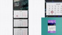 488+ Textured 3 Months Wall Calendar PSD Mockup Front View Editable Design PSD File